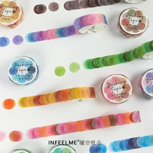 Cinta adhesiva de puntos coloridos para álbum de recortes, pegatina redonda de estilo japonés, DIY, Washi Tape, 100 unidades