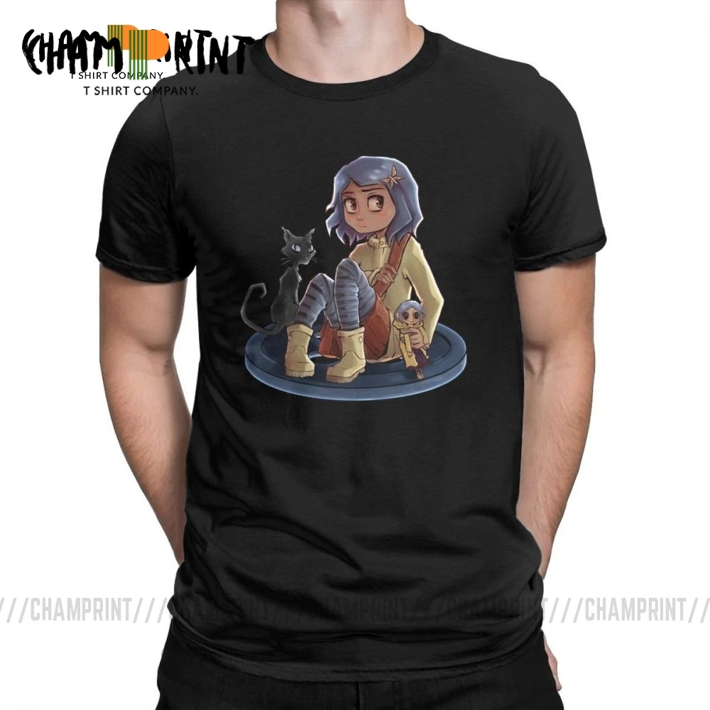 Men's Coraline T-Shirts Unravel Halloween 2019 Casual Round Neck Short Sleeve Clothes 100% Cotton Tee Shirt Printing T Shirts | Мужская