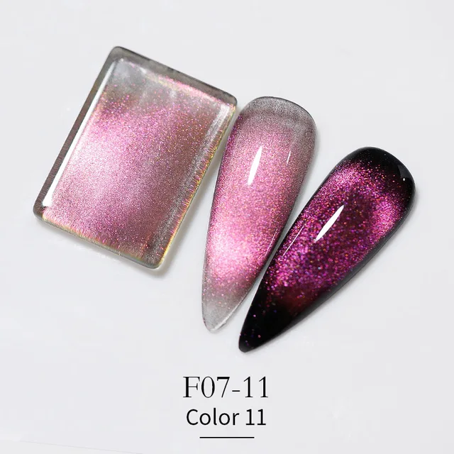 Vendeeni New Colourful Crystal Cat Eye Gel Nail Polish 9D Aurora Cat's Eye Gel Varnish Magnetic Hybrid UV Soak Off Gel Lacquer F07-11