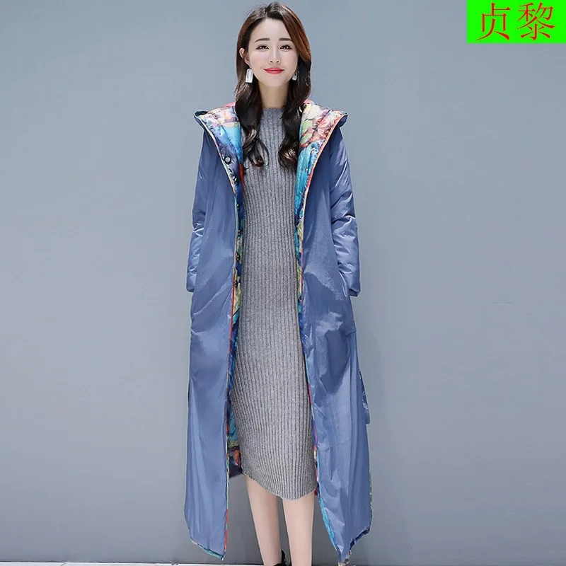 

Exta-long down Jacket Cotton-padded Clothes Women's 2018 Winter New Style Ethnic-Style to Ankle Coat over-the-Knee Slimming Cott