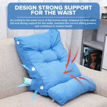 

Velvet Washable Bedside Cushion Pillow Headrest Backrest Back Mat Waist Pad Slope Shaped Sofa Removable With Buttons 45x55cm