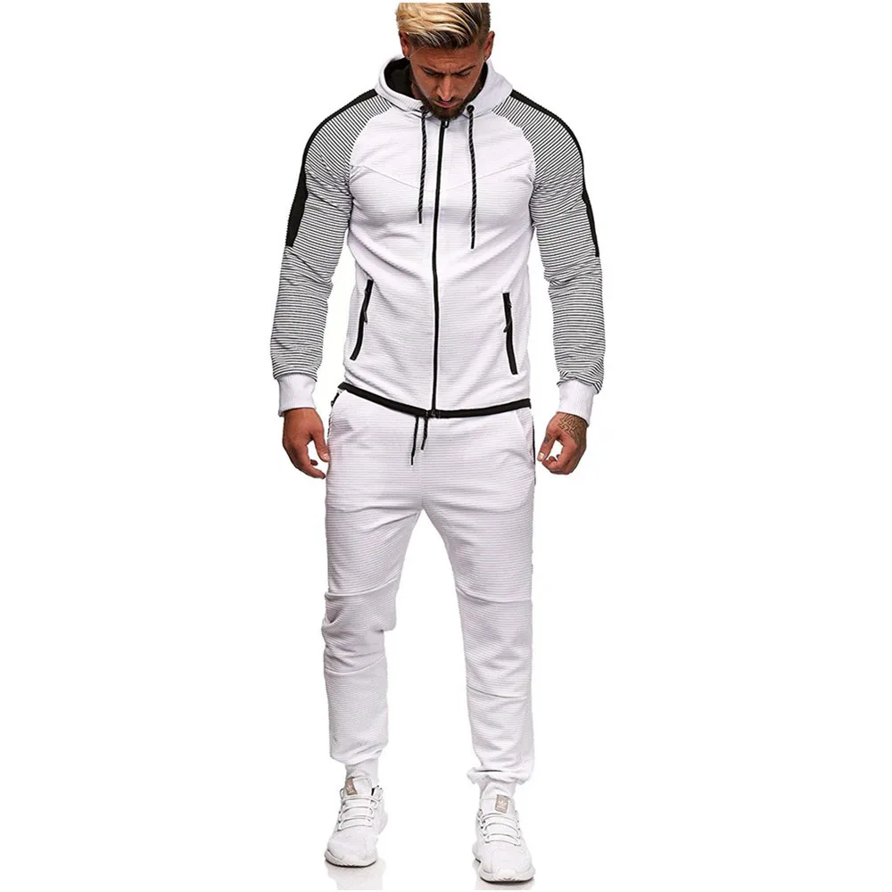 CYSINCOS спортивный костюм с капюшоном, мужские комплекты для бега Homme из двух частей, белые мужские спортивные костюмы с капюшоном, спортивные костюмы, осенние спортивные костюмы - Цвет: white