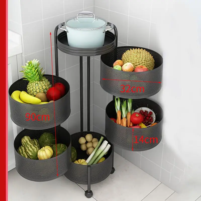 Storage Rack, Kitchen Rotating Vegetable Rack Floor-Standing Multi-Layer Kitchen  Storage Rack, Household Storage Shelf - AliExpress