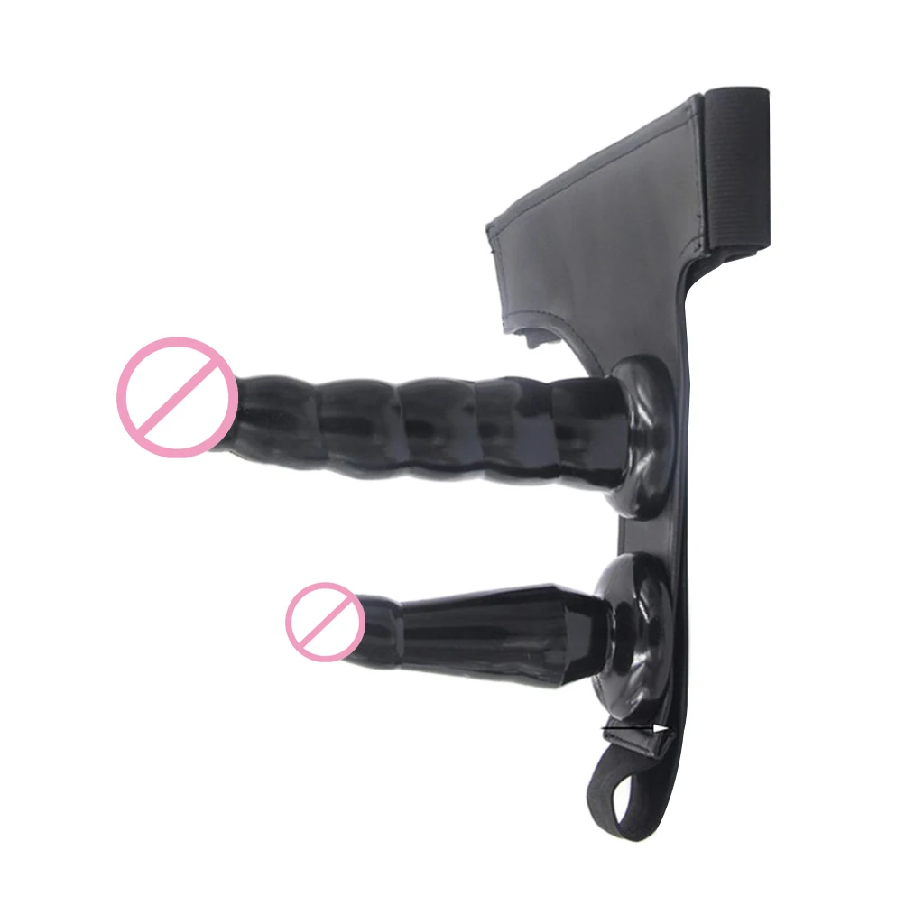 Soft TPR Stretchy Female Couples Wearable Strap On Double Simulation Fake Penes Adult Flirting Massager Anal Plug Toy for Women