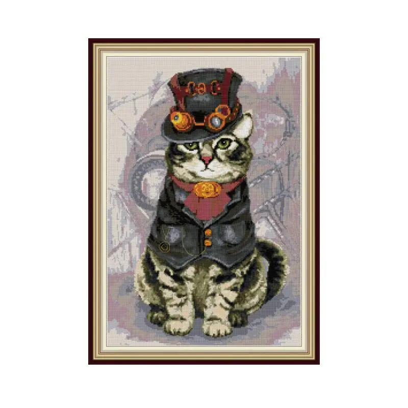 Mighty Cat Patterns Cross Stitch Kits 14CT 11CT Count Printed Canvas DMC DIY Handmade Embroidery Kits Needlework Sets Home Decor cross stitch kit,cross stitch tools