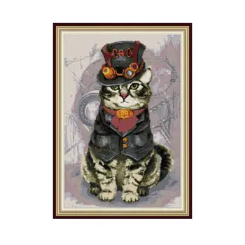 

Mighty Cat Patterns Cross Stitch Kits 14CT 11CT Count Printed Canvas DMC DIY Handmade Embroidery Kits Needlework Sets Home Decor