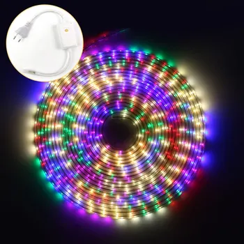 

LED Strip 220V 2835 SMD RGB Colorful Flexible Led Ribbon Waterproof RGB LED Lighting 1M-30M Tape Diode AC 220V EU Plug Control