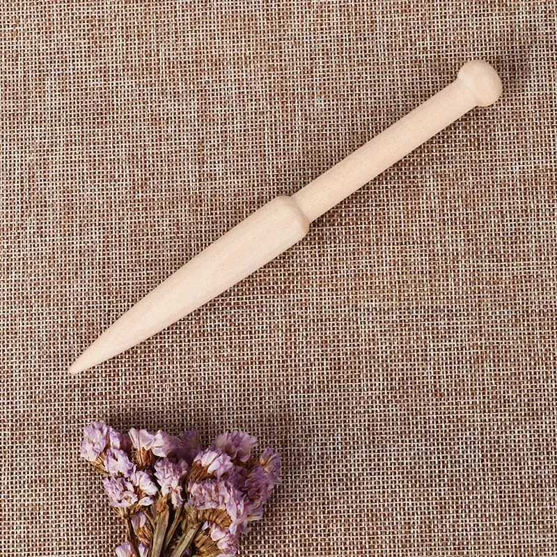 2Pc Diy Weaving Tool Wood Woven Sweater Scarf Tapestry Bobbin Stick Single Head Solid Crochet Hook Diy Loom Tools