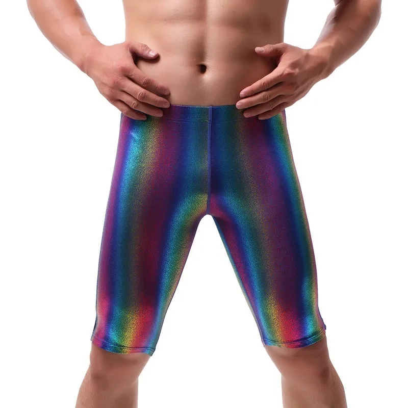 Sexy Men Tanks Tops Pants Boxer Shorts Rainbow Striped Male Stage Performance Costumes Gay Singlet Undershirts Lingerie Clubwear