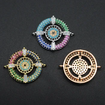

20x24mm 100% Rainbow CZ Zircon DIY Jewelry Round Connectors Charm Wholesale Bracelet Making Connector Factory Sale