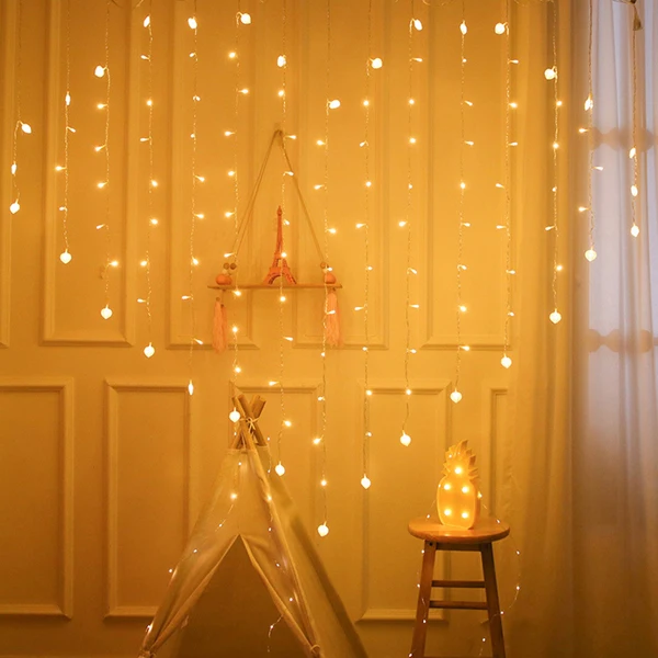 Heart Style LED Window Curtain String Lights LED Heart Lights for Wedding Valentine Day Party Bedroom Indoor Decoration 6 Colors - Испускаемый цвет: Цвет: желтый