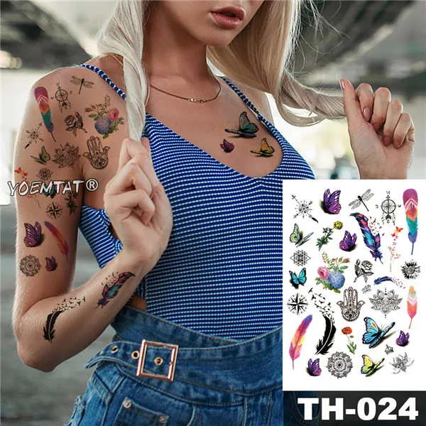 Waterproof Temporary Tattoo Sticker Star rainbow unicorn pattern Water Transfer Pegasus body art flash fake tatoo - Цвет: 09