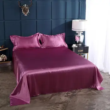 

32 New Soft Solid Color Flat Sheet Silk Bed Sheet Cover Size 170*230/230*250cm King Full Queen Bedspread Sabanas Juegos