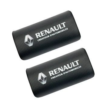 

2pcs car carbon fiber logo headrest PU leather car neck pillow For Renault Laguna 2 Duster Logan Clio 4 Captur Sandero Espace