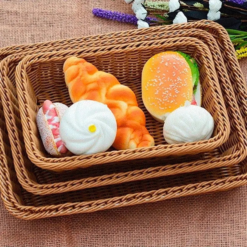 

Natural Rattan Woven Storage Basket of Straw Wicker For home table Fruit Bread Towels Small Kitchen Home Decorative Container
