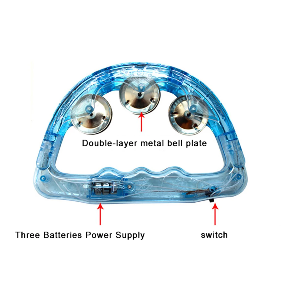 Мигающая Свадебная светящаяся Экологичная светодиодная ручная погремушка детский колокольчик Тамбурин светящийся пластиковый бар вечерние игрушка цвет в ассортименте