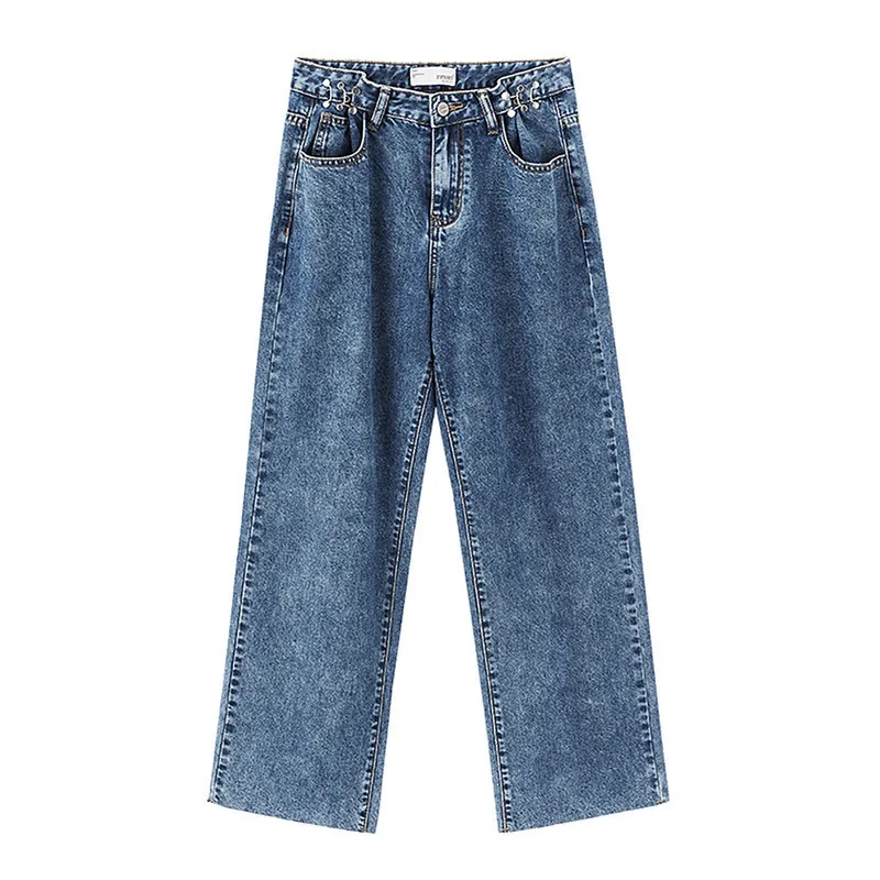 INMAN 2020 Spring New Arrival Retro Metal Decoration Loose Straight Style Washed Technic Women Fitting Lady Jeans INMAN 2020 Spring New Arrival Retro Metal Decoration Loose Straight Style Washed Technic Women Fitting Lady Jeans
