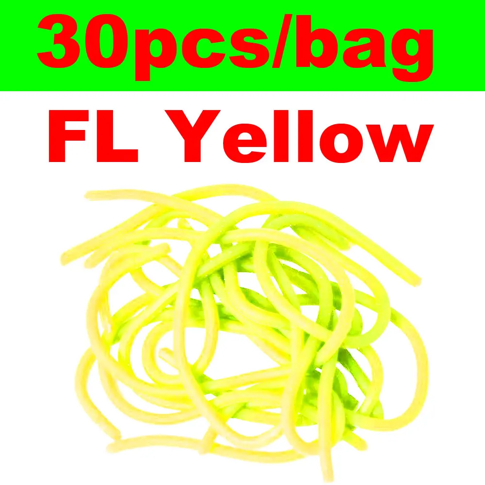 FL Yellow 30 шт./упак. Дергунчик червей для завязывания Нимфы, креветки, личинками, Сан-Хуан, черви материал для Вязания Мушек Рыболовные наживки - Цвет: FL Yellow