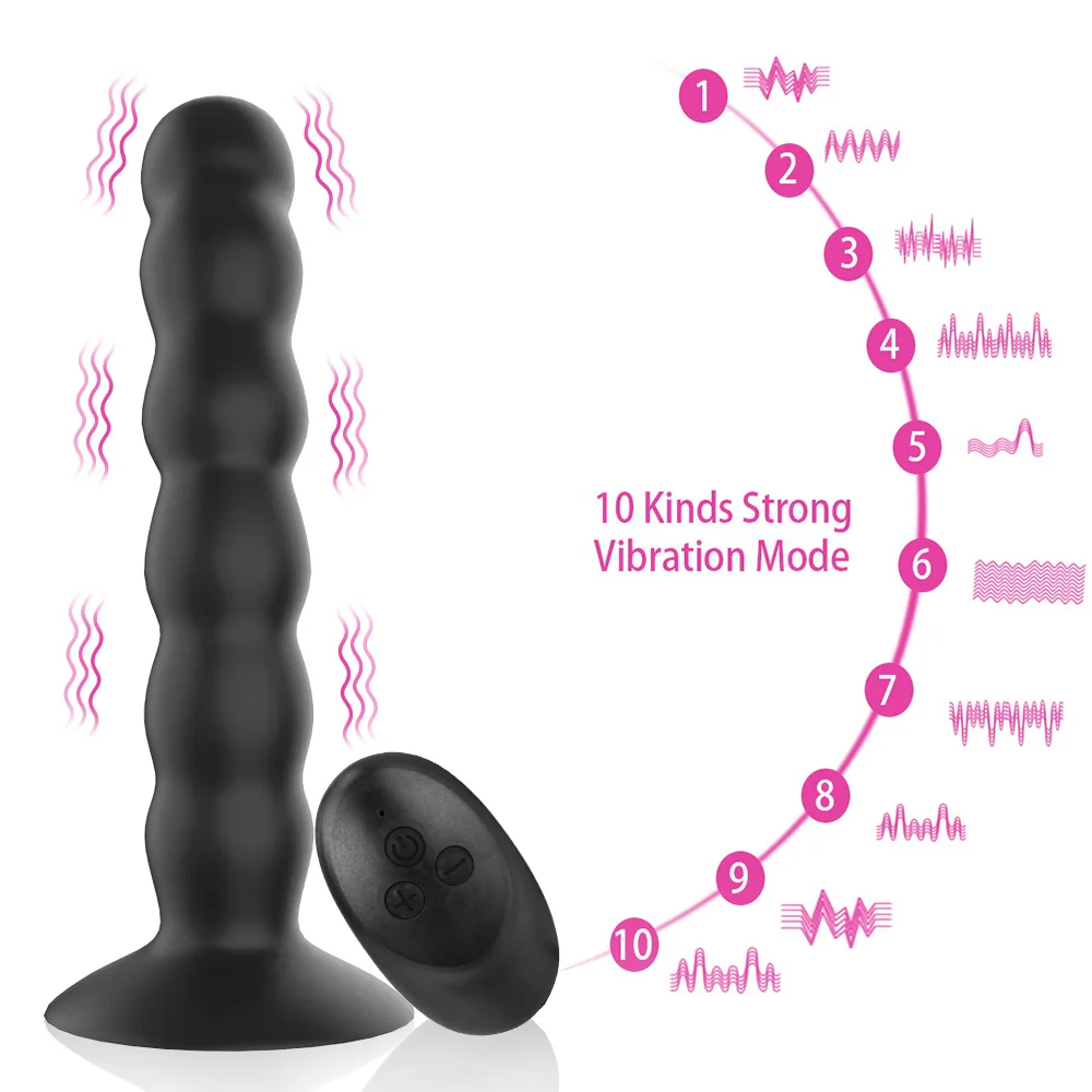 Ribbed Anal Plug With Remote Control And Vibrating Massage Function_voghion.com