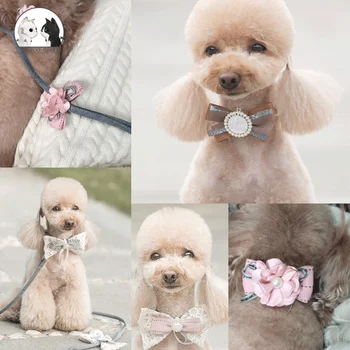 

Luxury Bowknot Pet Dog Harness Leash Set Princess Chest Strap for Small Medium Pet Cat Dog Adjustable Double Layer Dog Harness