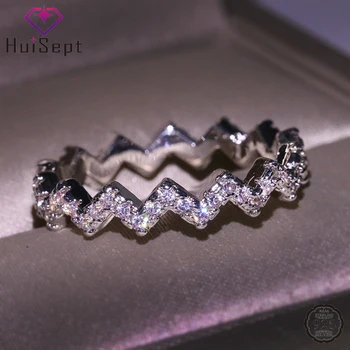 

HuiSept Women 925 Silver Ring with AAA Zircon Gemstones Fashion Jewellery Ornaments Rose Gold Color for Wedding Party Wholesales