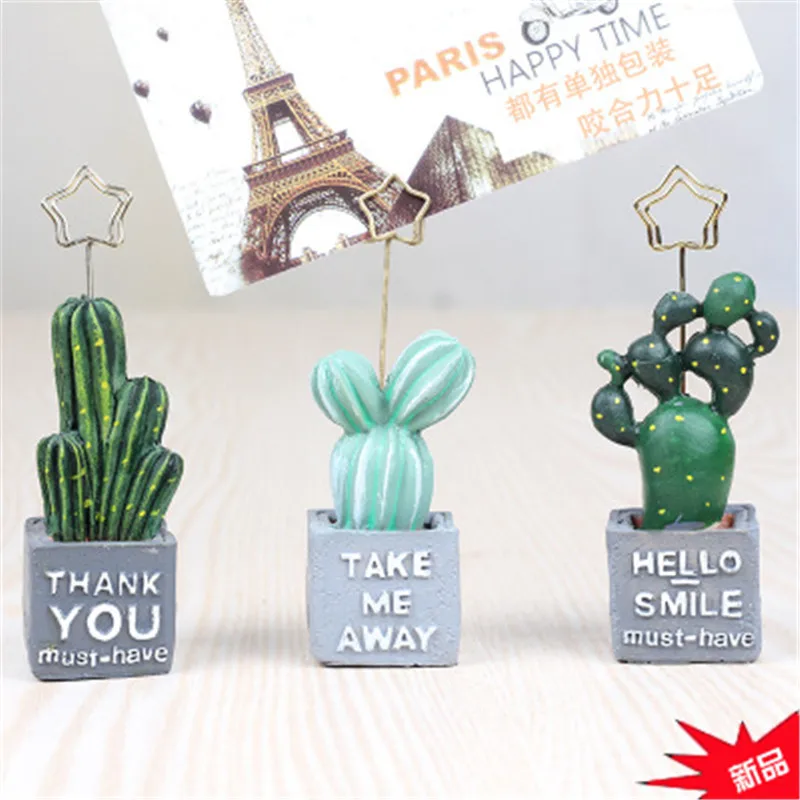 1PC Cactus Stars Shape Clip Table Photo Memo Clips Card Holder Desk Notes Folder Message Clips Home Office Decoration Accessorie
