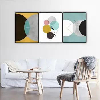

Cassisy Canvas Art Painting Geometric Patterns Round Nordic Minimalism Wall Picture Poster And Prints Home Decor 3 Piece