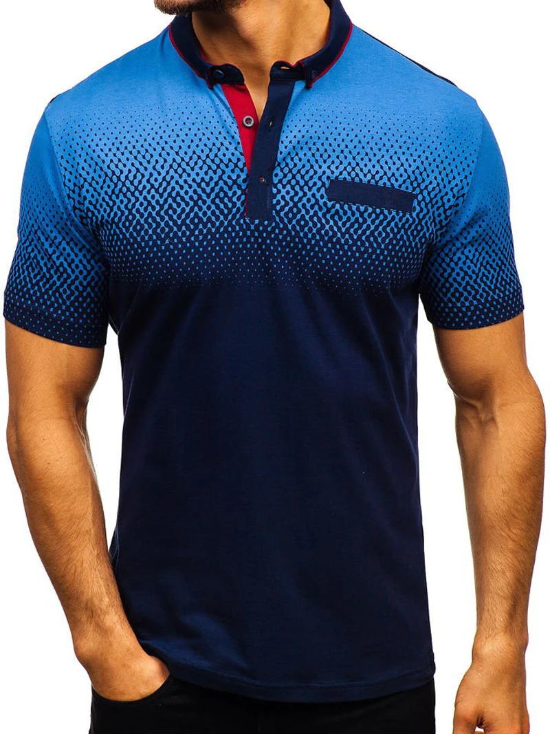 Мужские градиентные теннисные рубашки для гольфа мужские рубашки с отложным воротником размера плюс 3XL хлопковые футболки с коротким рукавом - Цвет: A