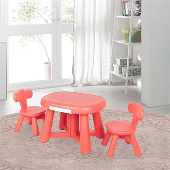 

Furniture Plastic Children Table and chair: Small Elephant Theme Series 1 Table + 2 Chairs Coral Red