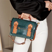 

Original Retro Leather Small Square bag new literary artistic women's bag messenger bag first leather handbag multifunctional