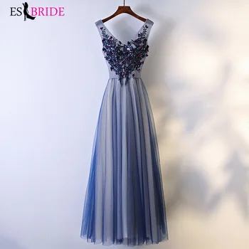 

New Arrival Evening Dresses Long ES2955 A-Line V-Neck Tulle Women Summer Formal Party Dresses Vestidos De Fiesta De Noche