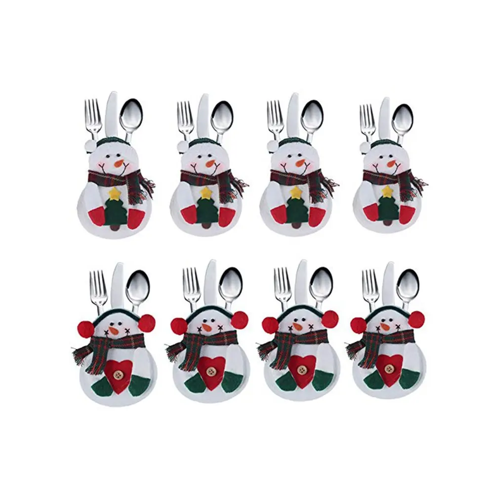 

8Pcs Christmas Decoration Restaurant Hotel Layout Non-Woven Old Man Snowman Christmas Knife And Fork Bag Cutlery Cover