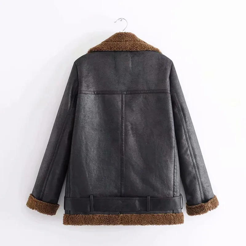 Пальто, куртка, осень и зима, женская кожаная куртка, Ретро стиль, с отворотом, искусственная кожа, пальто, куртки, осенние пальто для женщин