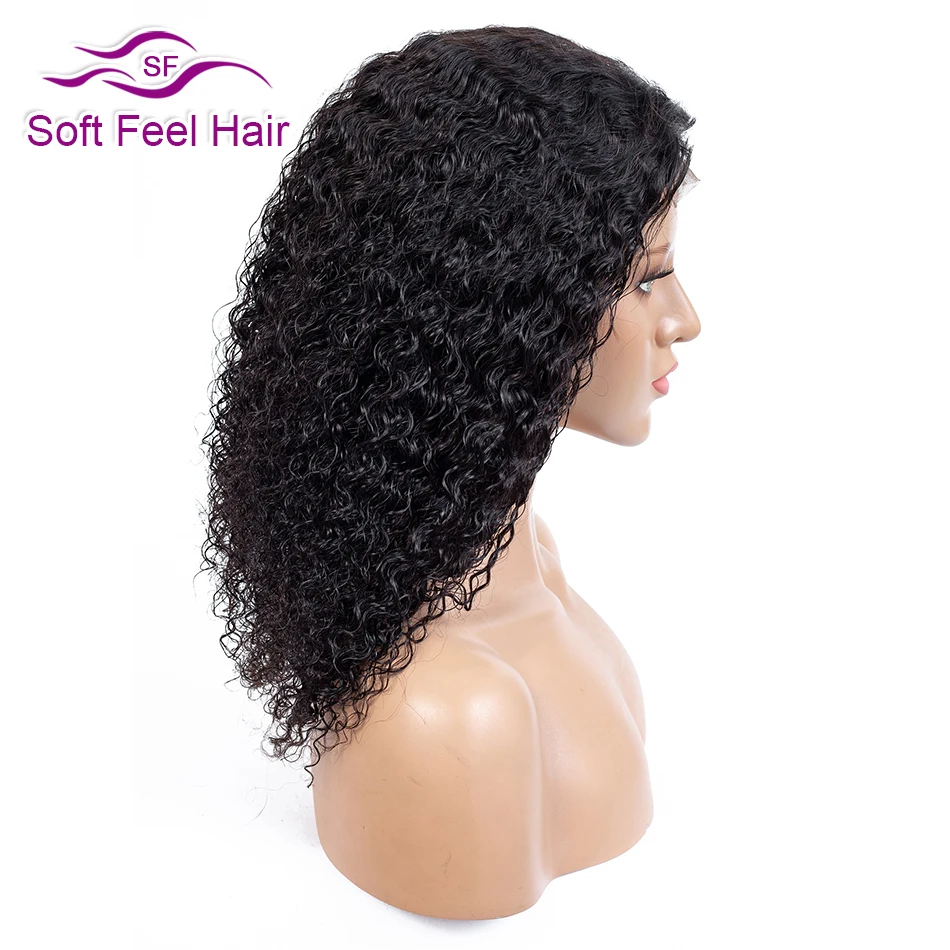 Soft Feel Hair Парики из натуральных волос на кружевной основе для черных женщин Remy бразильский парик предварительно сорванный кудрявый парик с волосами младенца