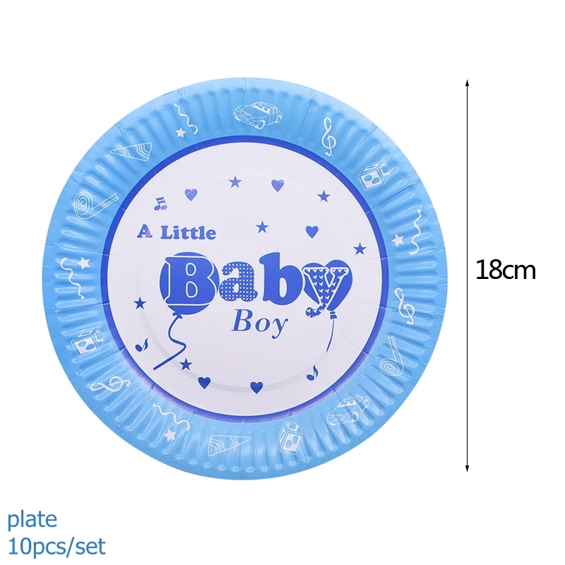 Розовый синий детский душ одноразовая посуда подстилка для маленьких мальчиков и девочек бумажная тарелка Салфетка Для детей день рождения пол раскрывает декоративная столовая посуда - Цвет: B01-10pcs