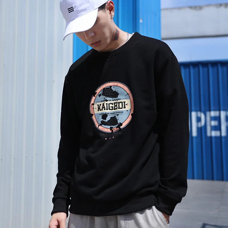 

EL BARCO, Забавный принт, хлопок, мужские толстовки, толстовка, осень, круглый вырез, черный цвет, уличная одежда, мужские топы, рубашка, мягкие, Harajuku, белые пальто, 3XL