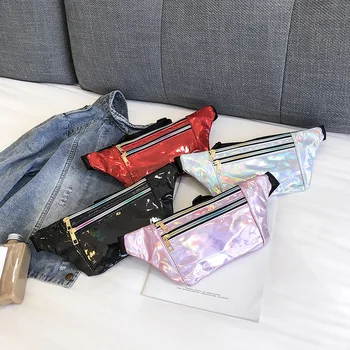 

Ms. bag 2020 summer new wave of wild Laser waterproof pockets leisure sports pockets female Messenger bag colorful handbag