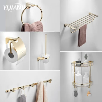 

Luxury stainless steel Bathroom Accessories Set Gold Polished Brass Bath Hardware Set Wall Mounted Bathroom Products