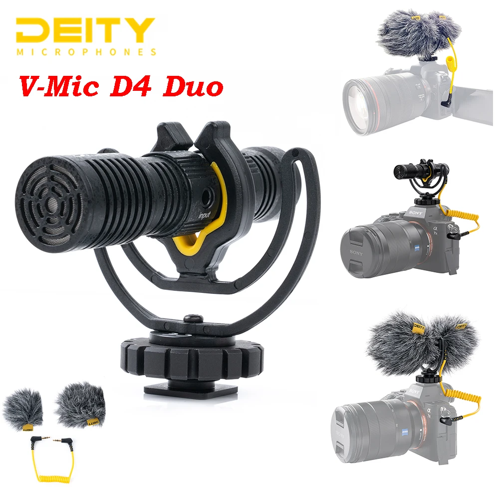 Капсульный микрофон Deity V Mic D4 Duo с двойной головкой кардиоидный TRS 3 5 мм для Vlog Video