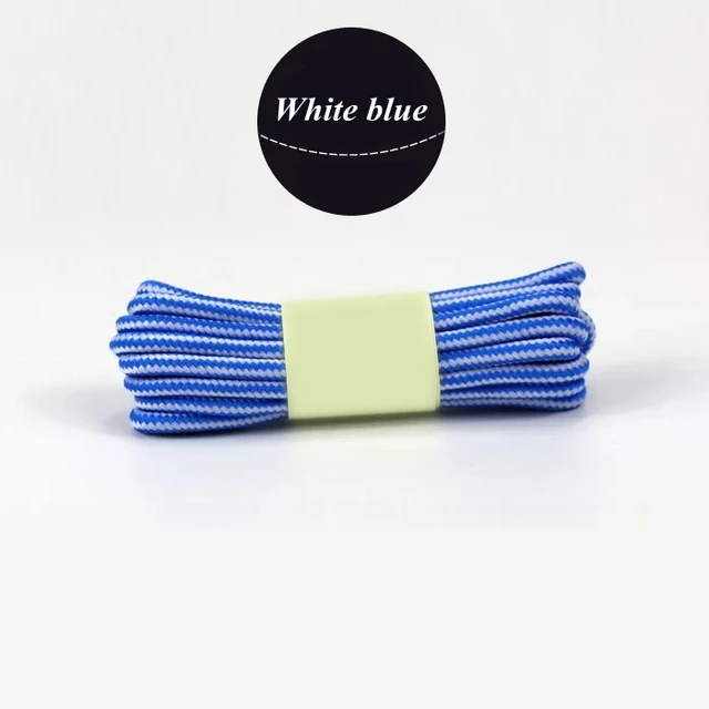 1 Pair 18 Colors Striped Double Color Shoe laces Round Outdoor Sneakers Shoelaces Cotton Boots Shoelace 70CM 90CM 120CM 150CM White blue