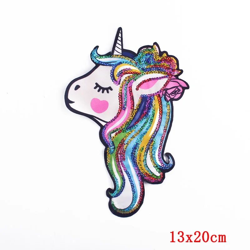 Pulaqi Eisen Auf Cartoon Einhorn Patches Für Kleidung Nähen Auf Pailletten Bestickt patch Nette Aufkleber Auf Tuch Applique Stoff Patch – Detail 10