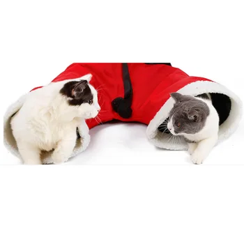 

Pet Cat Tunnel Toy 2 Holes Funny Christmas Pant Design With Balls Foldable Cat Channel Pet Kitty Products Supplies