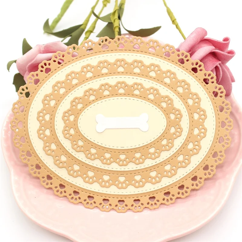 YPP CRAFT Paw Print Овальная рама металлические режущие штампы трафареты для