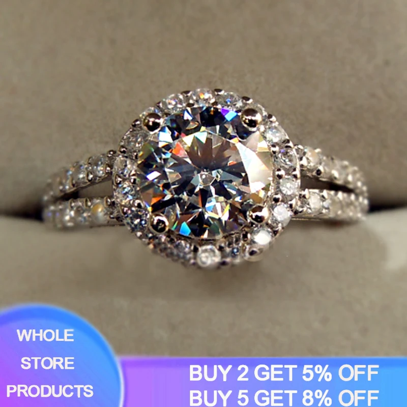 Silver Ring Original Certified Tibetan Silver Rings For Women Natural 2.0ct Zirconia Diamant Wedding Band Fashion Accessories Gift Jewelry