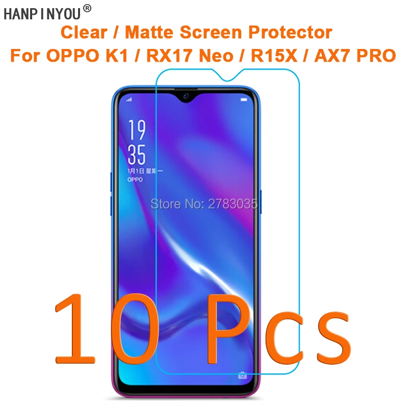 

10Pcs For OPPO K1 /RX17 Neo / R15X / AX7 PRO 6.4" Clear / Anti-Glare Matte Screen Protector Protective Film (Not Tempered Glass)
