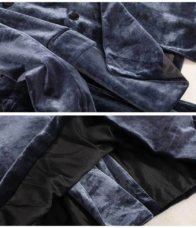 New Autumn and Winter Women's Professional Suit Pants Two-piece High Quality Vintage Gold Velvet Female Jacket Casual Trousers