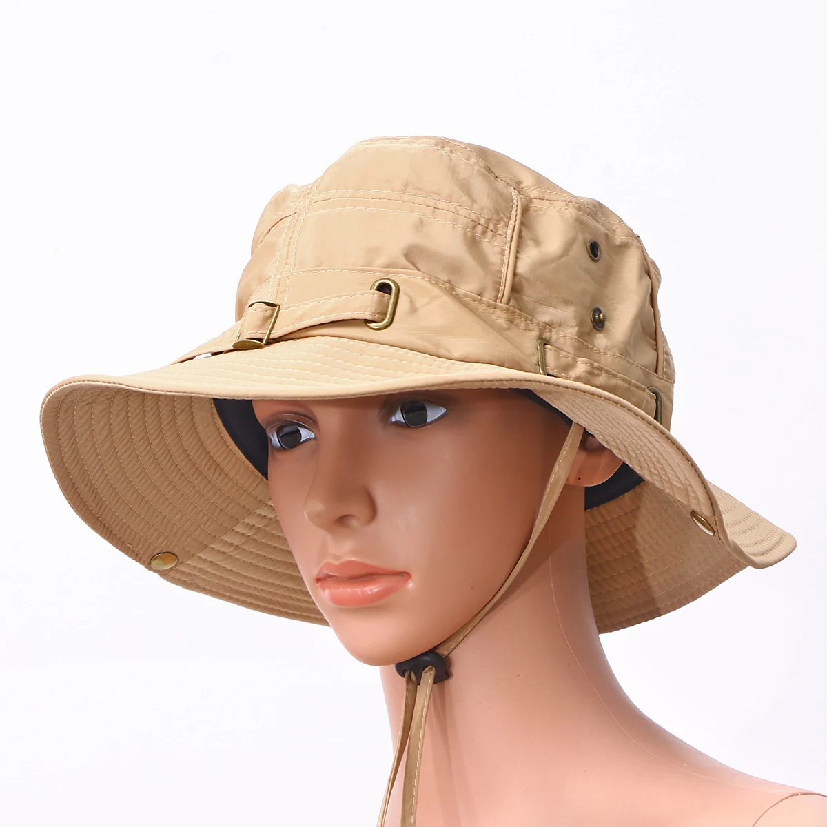 Уличная УФ-защита Панама шляпа летние шапки для рыбака с широкими полями Повседневная Солнцезащитная шляпа для мужчин и женщин - Цвет: Khaki