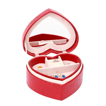 

Multilayer Heart Shape Travel Portable Jewelry Box Ear Stud Earrings Jewelry Box