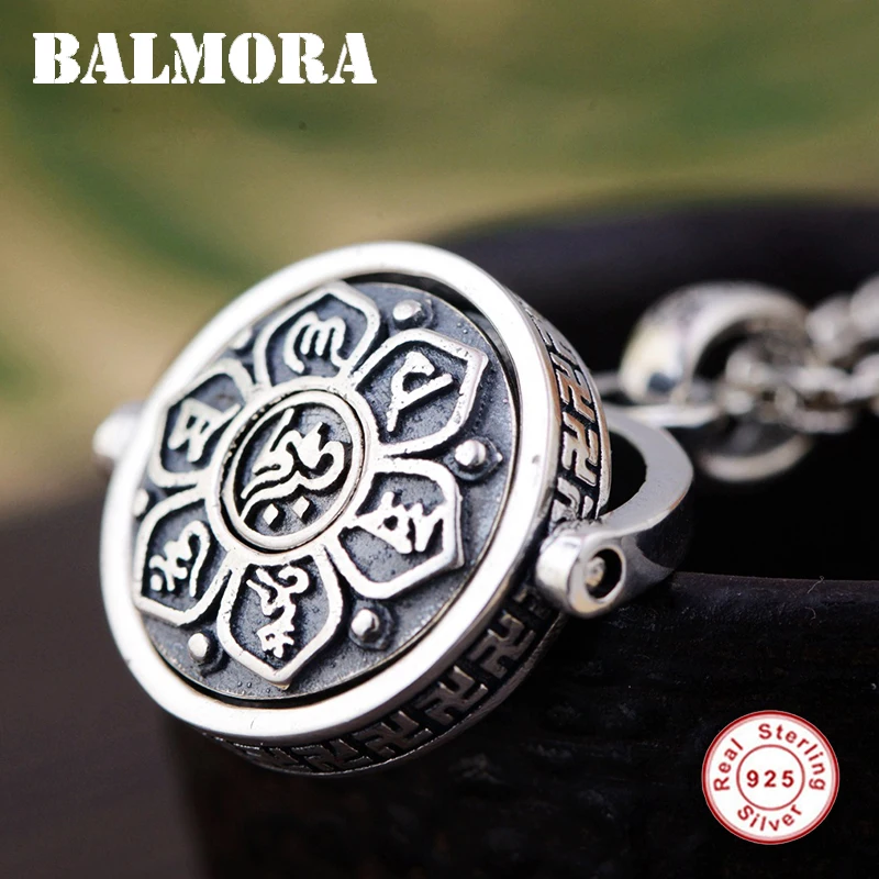 BALMORA серебро 925 пробы 360 быстрая вращающаяся традиционная религиозная цепь кулон ожерелье для женщины мужчины подарок ювелирные изделия в стиле буддизма