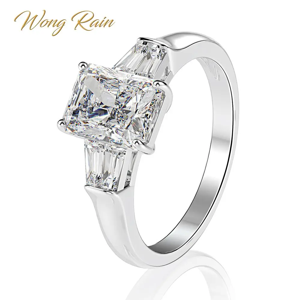 Wong Rain Classic 100% 925 Sterling Silver Created Moissanite Diamonds Gemstone Wedding Engagement Ring Fine Jewelry Wholesale Wong Rain Classic 100% 925 Sterling Silver Created Moissanite Diamonds Gemstone Wedding Engagement Ring Fine Jewelry Wholesale
